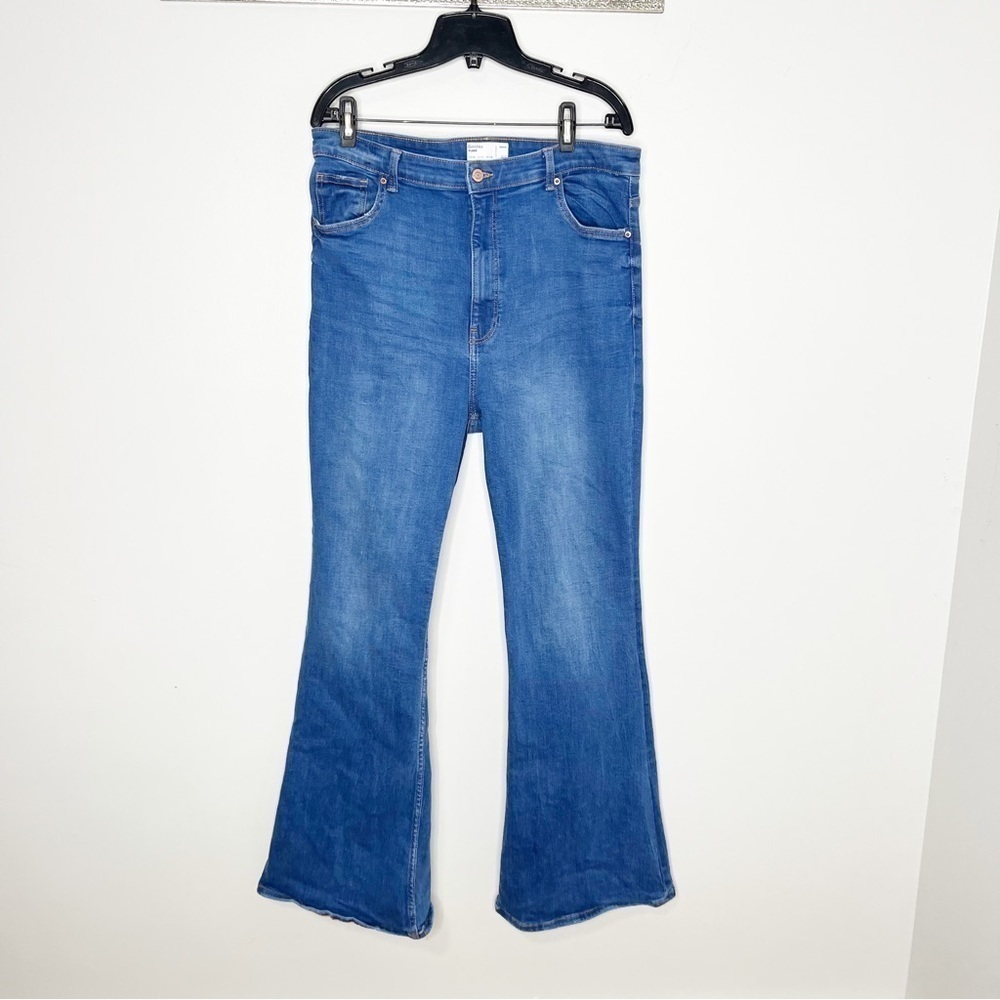 Bershka Denim Medium Wash Flare Jeans Size 12